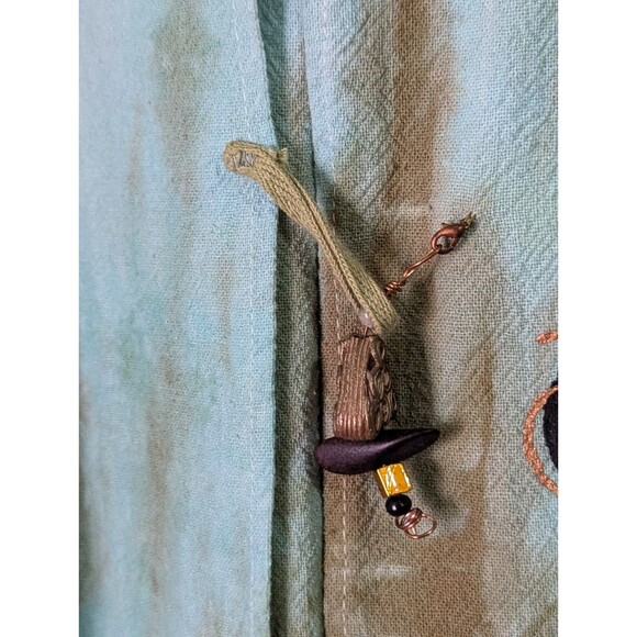 VTG Art-To-Wear Blazer Jacket Womens Medium Turquoise Beige Toggle Closure Boho - Picture 4 of 8